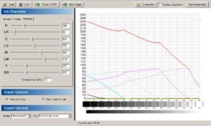 The 256 gray levels now measured and linearized