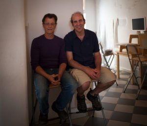 John Pack and Jon Cone in the digital lab at The Aegean Center for The Fine Arts
